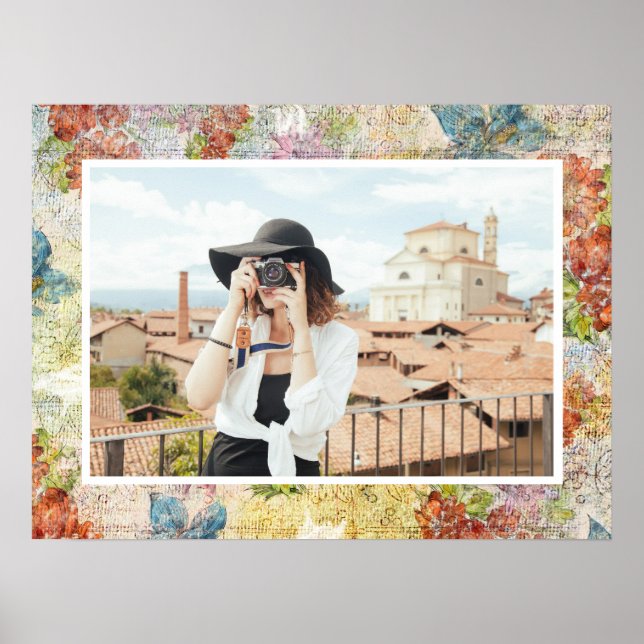 Vintage-Blumenmuster mit St distressed-Effekt nach Poster (Vorne)