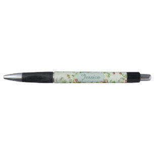 Vintage Blumenmuster Rosa Rosen Personalisiert Kugelschreiber