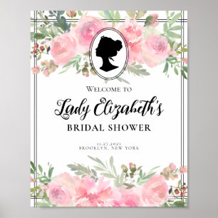 Vintage Blumenmuster Rosa Willkommen Brautparty Poster