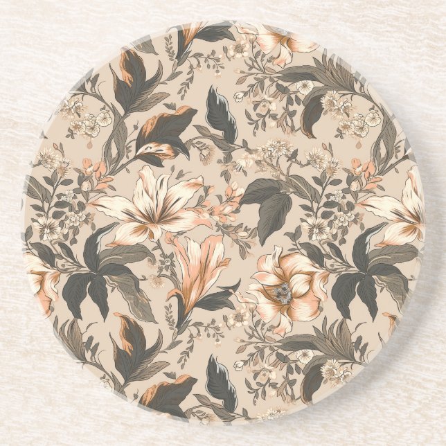Vintage-Blumenmuster-Sandstein-Getränkeuntersetzer Getränkeuntersetzer (Vorne)