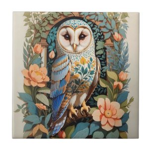 Vintage-Blumenmuster-Schleiereule Fliese