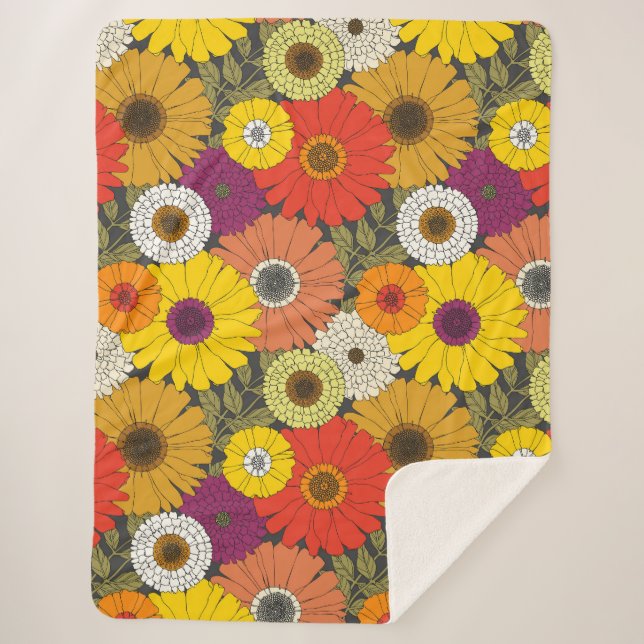 Vintage-Blumenmuster Sherpadecke (Vorderseite)