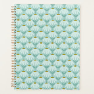 Vintage-Blumenmuster Tealblau & Olivgrün Planer