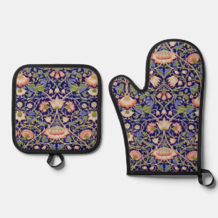 Vintage-Blumenmuster, William Morris Ofenhandschuh & Topflappen-Set