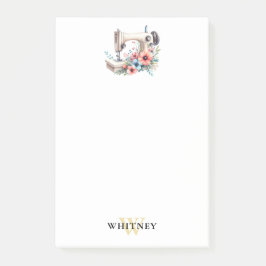 Vintage Blumennähmaschine Mit Monogramm Post-it Klebezettel