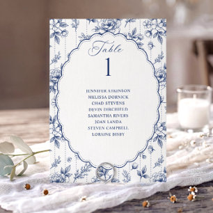 Vintage Blumennavyblauer Hochzeitssitzplan