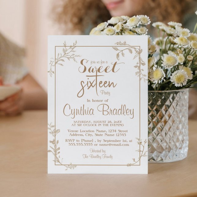 Vintage Blumenpartei 16 . Geburtstag Einladung (Von Creator hochgeladen)