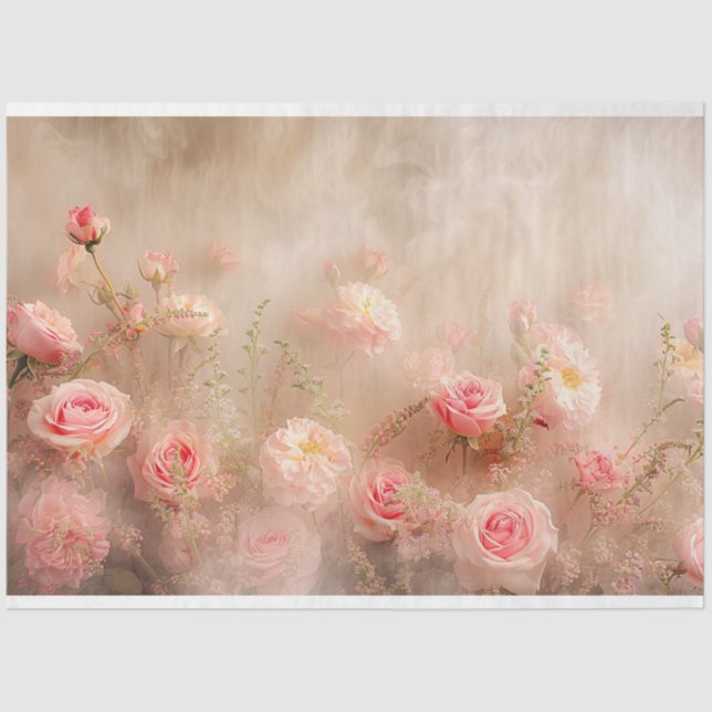 Vintage Blumenpastellfarben und Weißtöne Seidenpapier (Vorderseite)