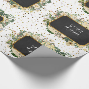 Vintage Blumenpfingstrosen-personalisiertes Geschenkpapier