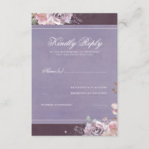 Vintage Blumenplum Lilac und Mauve Wedding RSVP