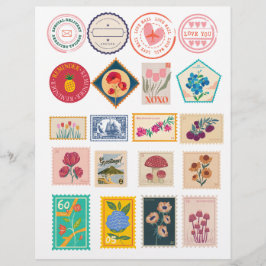 Vintage Blumenpostage-Briefmarke und Liebe-Poststi