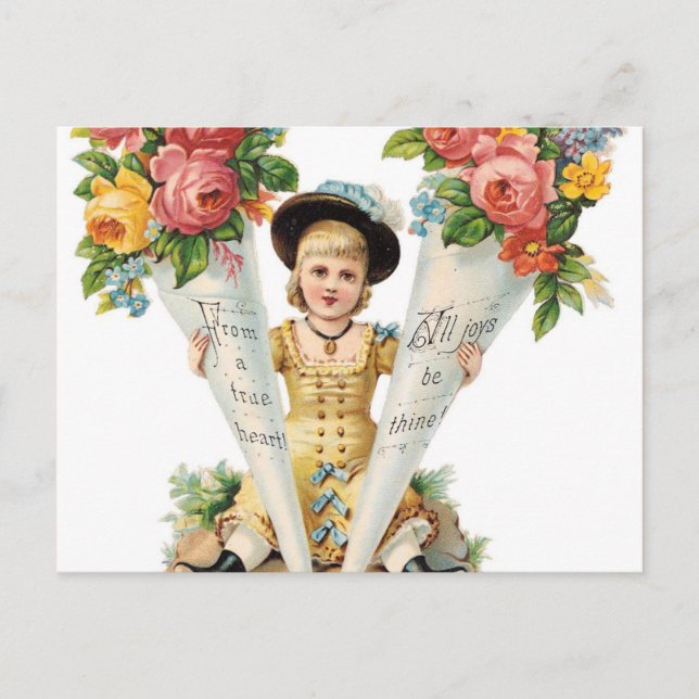 Vintage Blumenpostkarte Postkarte (Vorderseite)