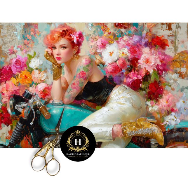 Vintage Blumenradfahrerin Dekoupage Seidenpapier (Von Creator hochgeladen)