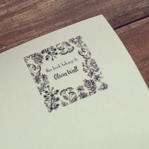 Vintage Blumenrahmen-Buchzeichen Ex Libris buchen Gummistempel