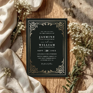 Vintage-Blumenrahmen Elegant Chic QR-Code-Hochzeit Einladung