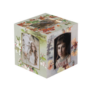 Vintage-Blumenrahmen-Foto-Würfel Würfel