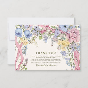 Vintage-Blumenrahmen-Hochzeit Dankeskarte