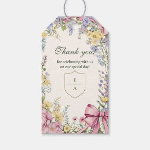 Vintage-Blumenrahmen-Hochzeit Geschenkanhänger