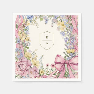 Vintage-Blumenrahmen-Hochzeit Serviette