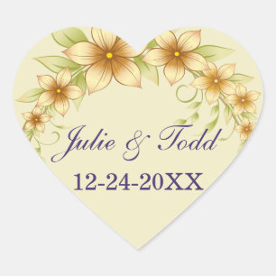 Vintage Blumenrahmen-Hochzeit speichern das Datum Herz-Aufkleber