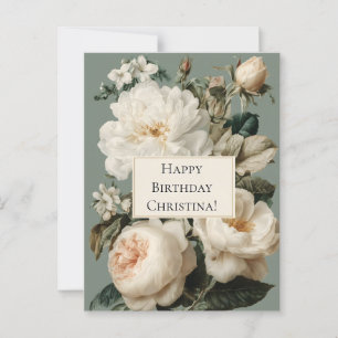 Vintage Blumenrahmen mit Creme und Rosen Postkarte