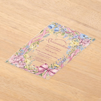 Vintage-Blumenrahmen Quinceañera Acryleinladungen
