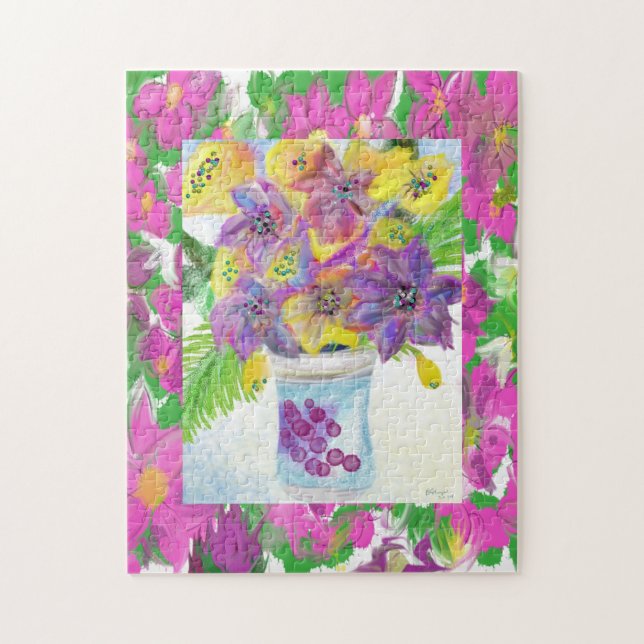 Vintage Blumenrahmen und Blume Bouquet Puzzle (Vertikal)