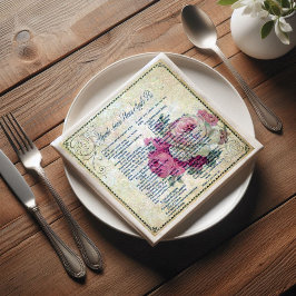 Vintage Blumenrezeptur Ephemera Dekoupage Serviette
