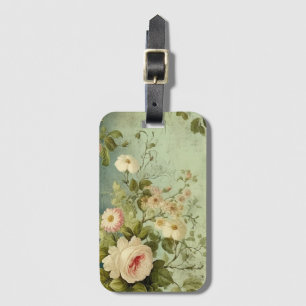 Vintage Blumenrose Grünzeug Dekoration Gepäckanhänger