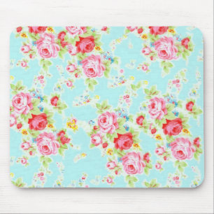 Vintage Blumenrosen blaue shabby Rosen Blumen chic Mousepad