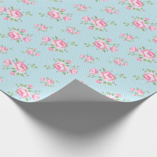 Vintage BlumenRosen klassischer Polkapunkt Geschenkpapier