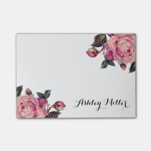 Vintage-Blumenrosen-Monogramm-Post-It-Notizen Post-it Klebezettel