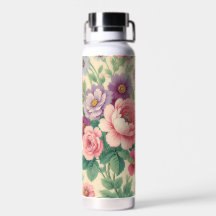 Vintage Blumenrosen und Gänseblümchen Wasserflasch