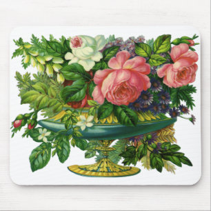 Vintage Blumenrosen, Vase der Blume Mousepad