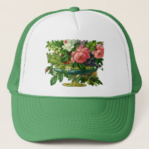 Vintage Blumenrosen, Vase der Blume Truckerkappe