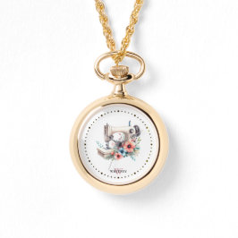 Vintage Blumensägemaschine Mit Monogramm Kette Armbanduhr