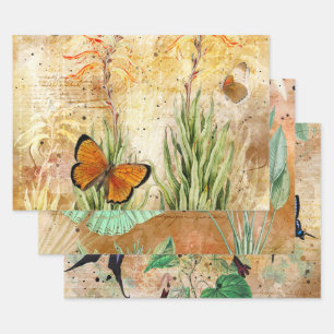 Vintage Blumenschmetterlingssäule Geschenkpapier Set