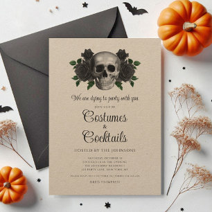 Vintage Blumenschmuckkostüme und CocktailHalloween Einladung
