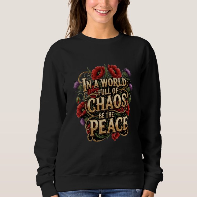 Vintage-Blumenschrift Frieden Sweatshirt (Vorderseite)