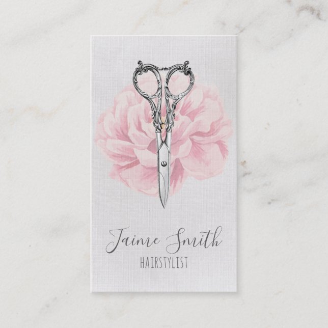 Vintage Blumenschrift Haarstylistin Visitenkarte (Vorderseite)