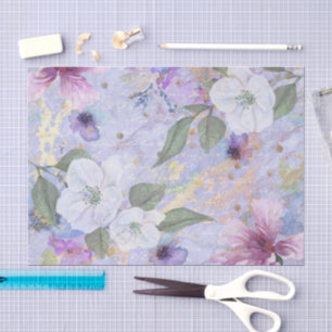 Vintage Blumenschrift in Aquarellfarben, lila Gold Seidenpapier