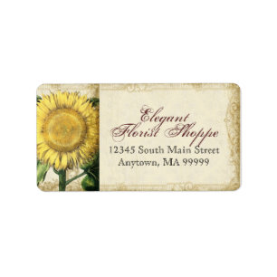 Vintage Blumensonnenblumen - Herbst-Hochzeit im He Adressaufkleber
