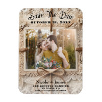 Vintage Blumenspitze Burlap Rustikal Save the Date