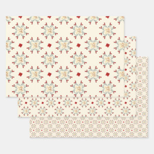 Vintage-Blumenstern-Weihnachtsgeschenkverpackung Geschenkpapier Set