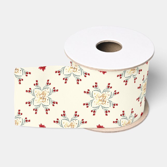 Vintage-Blumenstern-Weihnachtsgeschenkverpackung Ripsband (Spule)