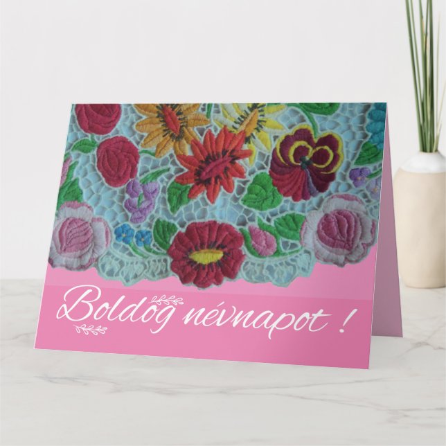 Vintage Blumenstickerei aus Südungarn Karte (Vorderseite)