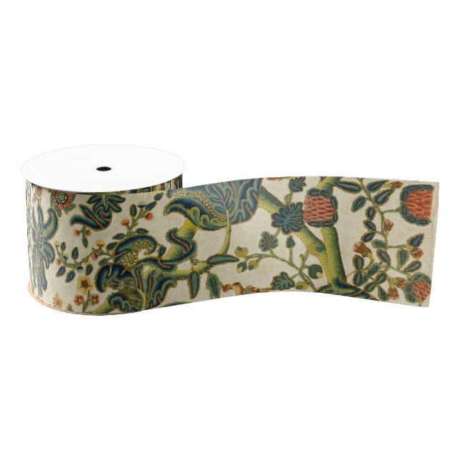 Vintage Blumenstickerei Ripsband (Spule)