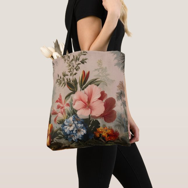Vintage-Blumenstilleben mit tropischen Blumen (Von Nahem)