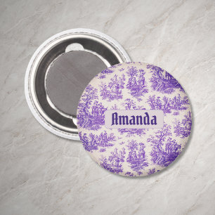 Vintage Blumenstoff violett Toile de Jouy Monogram Magnet