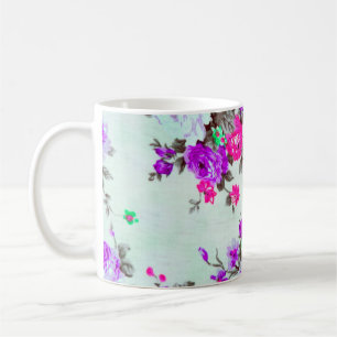 Vintage Blumenstoffe, Farbstoff Retro Kaffeetasse